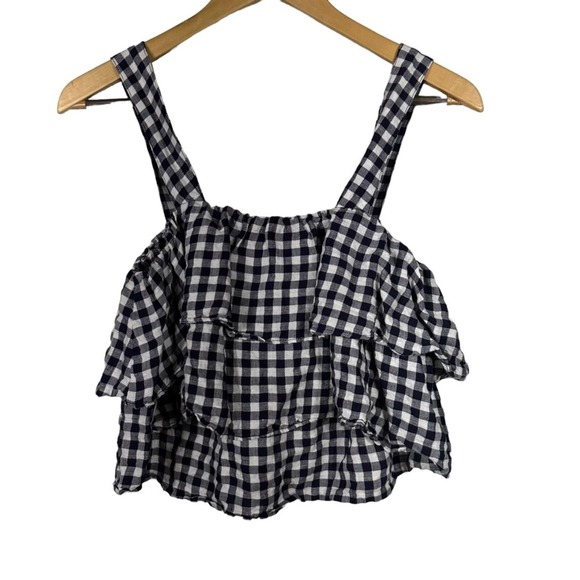 Madewell Gingham Sleeveless Top Linen Blend Size Small - Picture 3 of 8